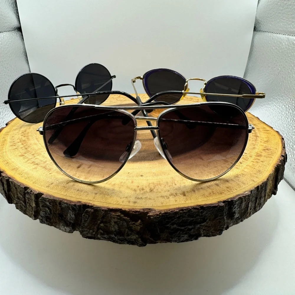 Lot of 3‎ Pairs of Vintage Wire Frame Sunglasses